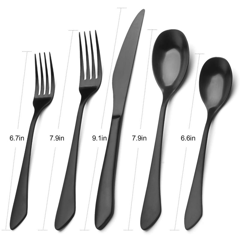 sharecook Matte Black Silverware Set, 40-Piece Stainless Steel Flatware Set Service for 8, Satin Finish Tableware Cutlery Set for Home and Restaurant, Dishwasher Safe - Image 2